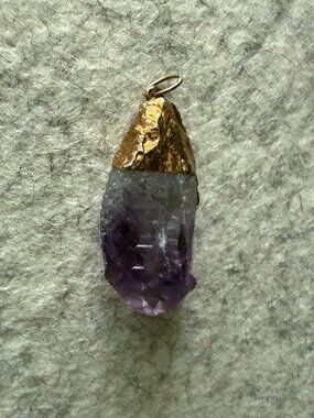 Raw Amethyst Crystal Pendant Gold Dipped Natural Purple Healing Necklace Charm